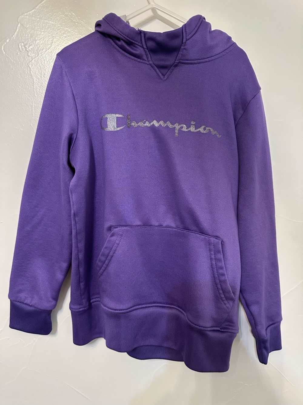 Champion Purple Hoodie with Silver Script Logo